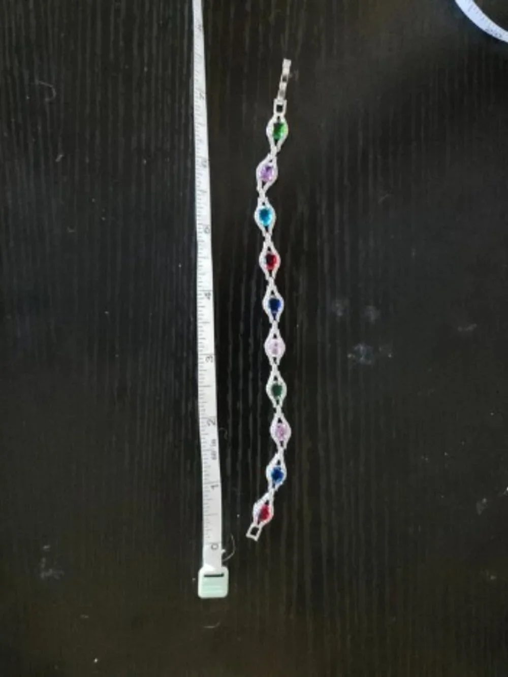 Multi-Color Crystal Link Bracelet - Women's Silver Tone Jewelry